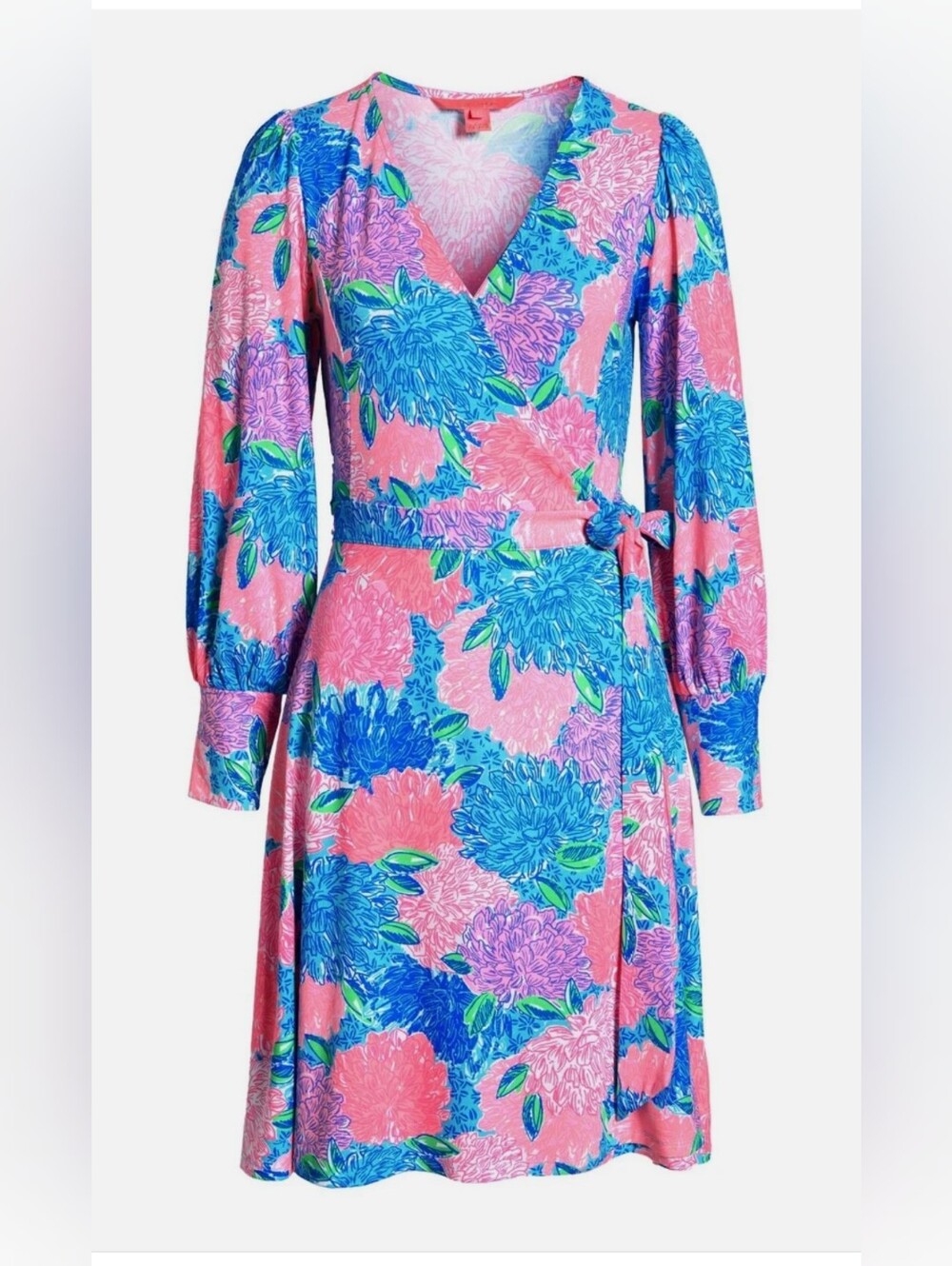 LILLY PULITZER ROSALINDA WRAP DRESS SIZE LARGE *BEACH HOUSE BLOOMS* Size L